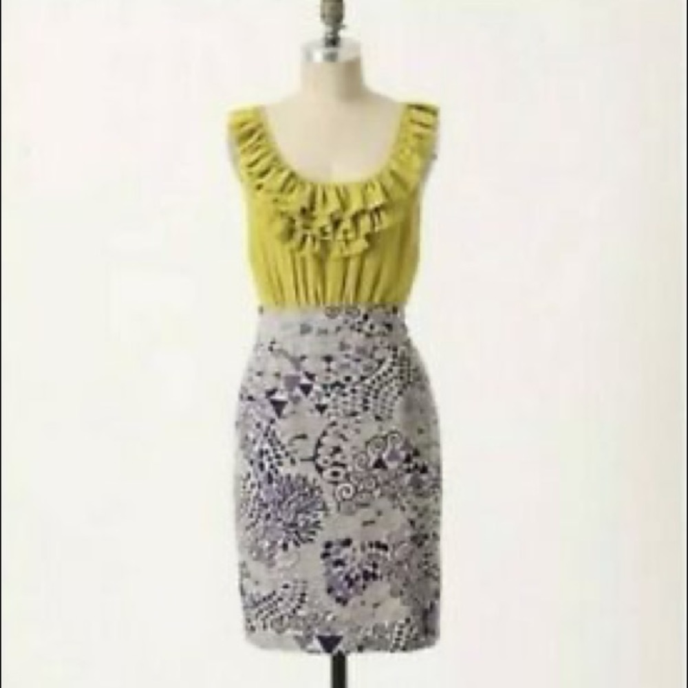 Anthropologie Maeve Ruffle Silk Dress Pockets
